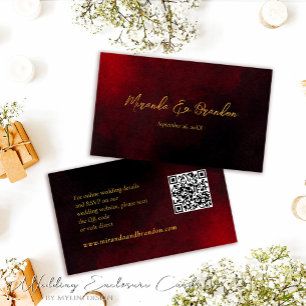 Luxury Gold Black Red QR Code Wedding Enclosure Card