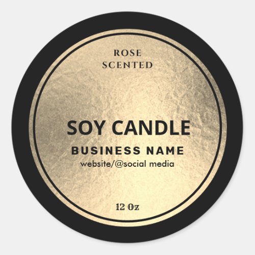 Luxury gold black soy candle label