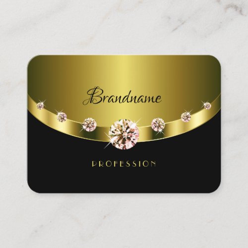 Luxury Gold Black Sparkling Diamonds Professional Business Card