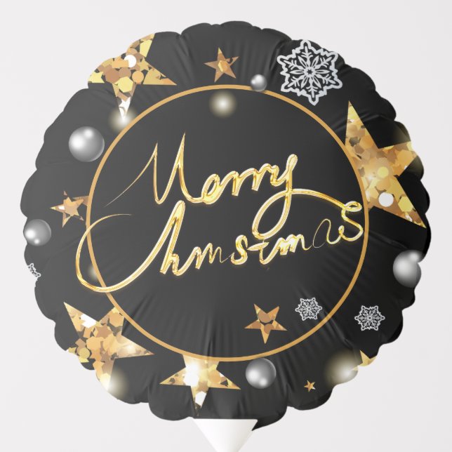 Luxury Gold & Black Stars Metallic Fashion Xmas Balloon (Front)