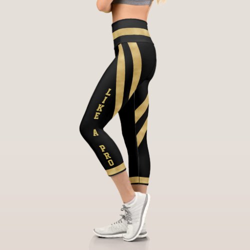 Luxury Gold Black Stripes Like A Pro Typography Capri Leggings