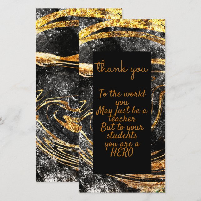 Luxury Gold & Black  Thank You Card (Front/Back)