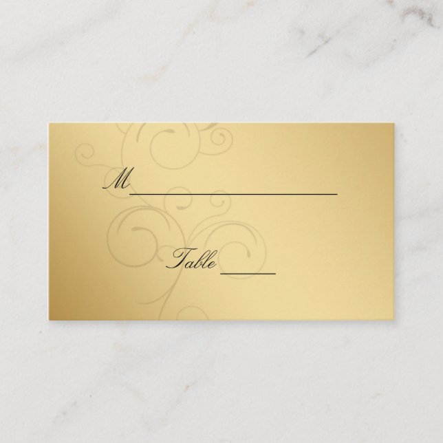 Luxury Gold-Black Wedding Place Cards (Front)