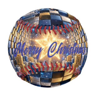Luxury Gold Blue Molten Snowflake Christmas Baseball
