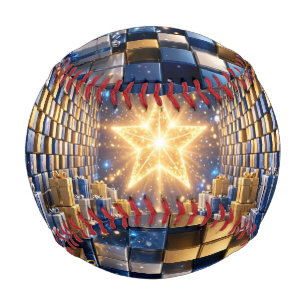 Luxury Gold Blue Molten Snowflake Christmas Baseball