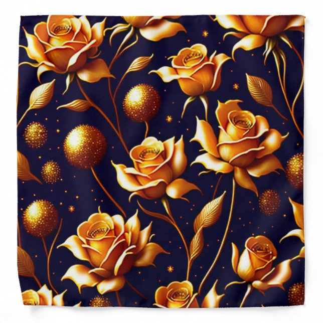 Luxury Gold Boho Rose Modern Collection Bandana (Front)