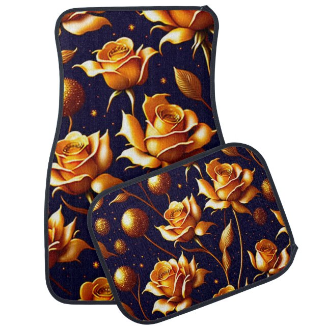 Luxury Gold Boho Rose Modern Collection Car Floor Mat (Set)