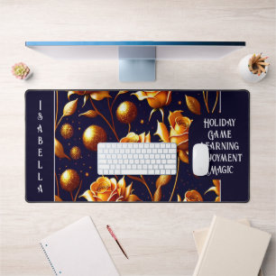 Luxury Gold Boho Rose Modern Collection Desk Mat