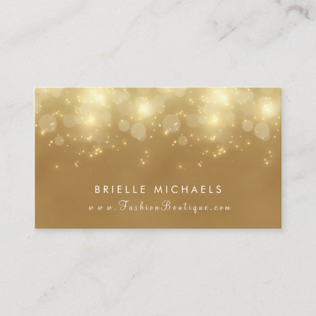 Luxury Gold Bokeh Glamour Boutique Business Card (Front)