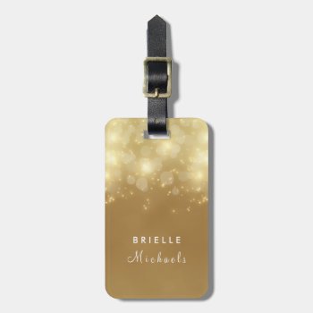 Luxury Gold Bokeh Glow Faux Glitz With Name Luggage Tag by ohsogirly at Zazzle