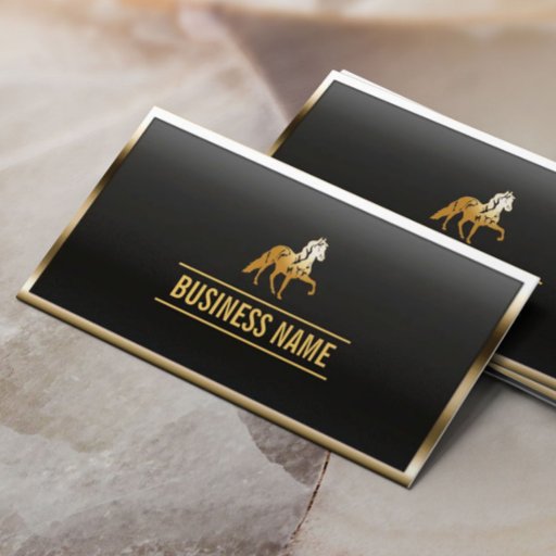 Customizable Luxury Gold Border Horse Business Card