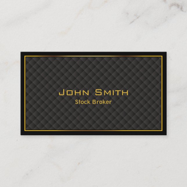 Luxury Gold Border Stock Broker Business Card (Front)