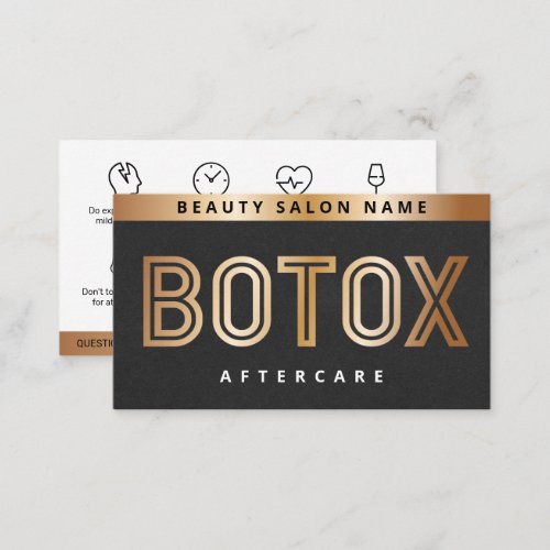 Luxury Gold Botox Filler Instruction Aftercare  Business Card