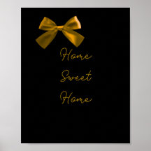 Luxury Gold Bow Black and Gold Chic Wall Art