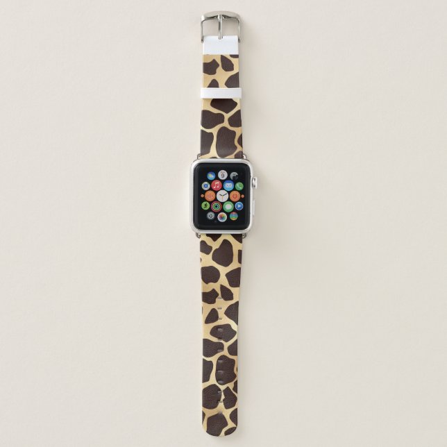 Luxury Gold Brown Giraffe Animal Print Pattern Apple Watch Band (Front)