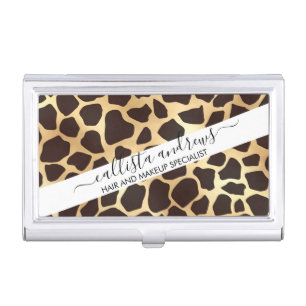Luxury Gold Brown Giraffe Animal Print Pattern Business Card Case