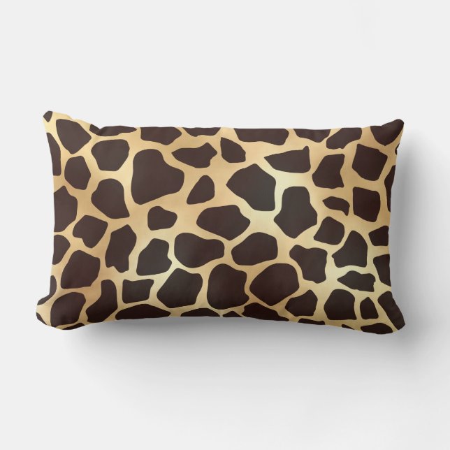 Luxury Gold Brown Giraffe Animal Print Pattern Lumbar Pillow (Front)