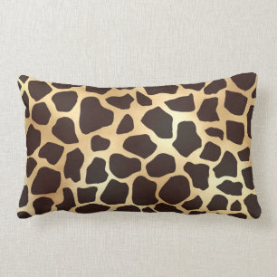Luxury Gold Brown Giraffe Animal Print Pattern Lumbar Pillow