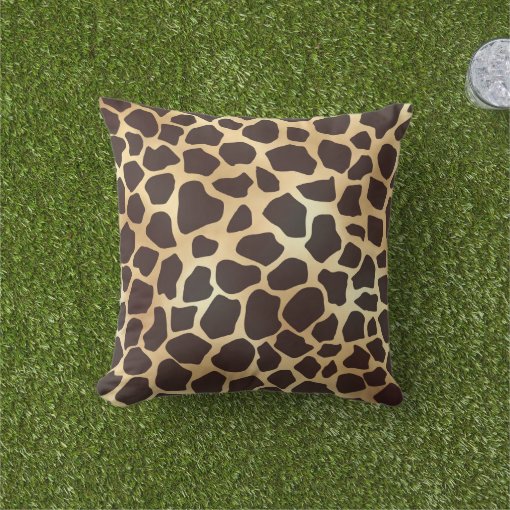 Luxury Gold Brown Giraffe Animal Print Pattern Outdoor Pillow | Zazzle