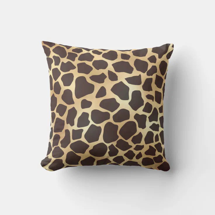 Luxury Gold Brown Giraffe Animal Print Pattern Outdoor Pillow | Zazzle