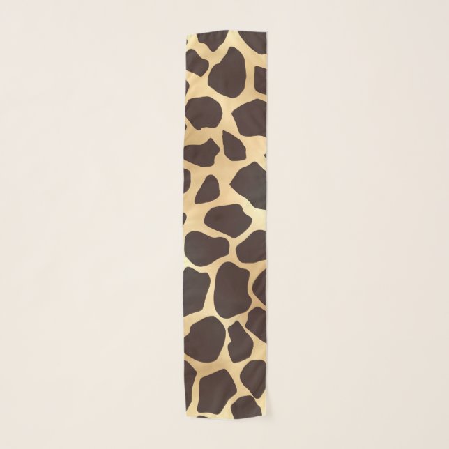 Luxury Gold Brown Giraffe Animal Print Pattern Scarf (Front)
