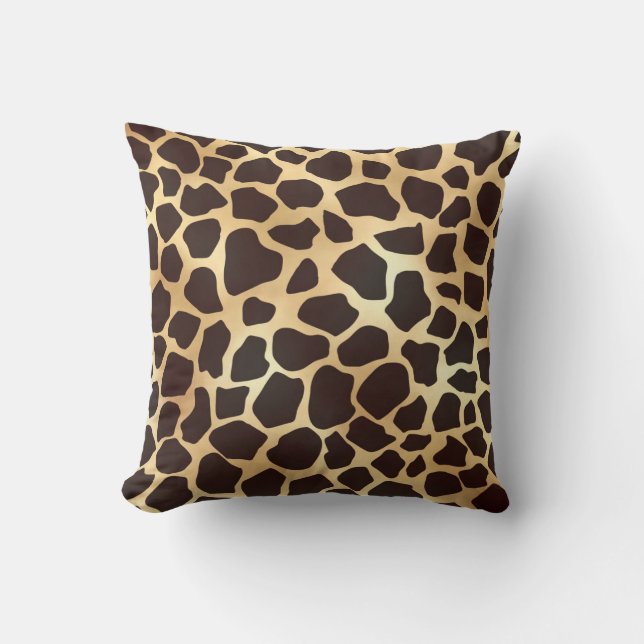 Luxury Gold Brown Giraffe Animal Print Pattern Throw Pillow (Front)
