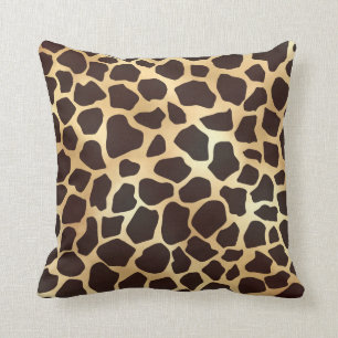 Luxury Gold Brown Giraffe Animal Print Pattern Throw Pillow