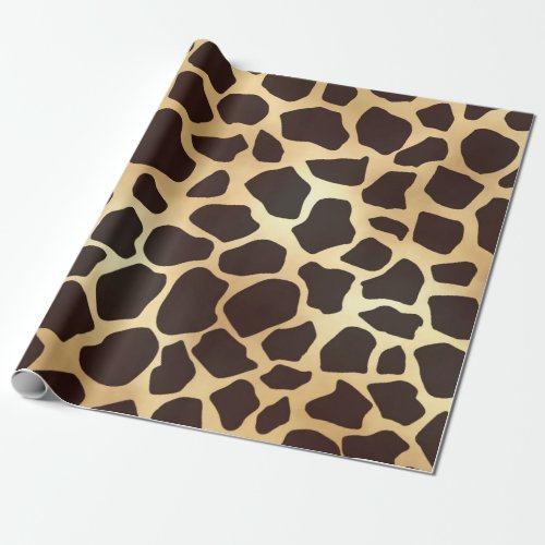Luxury Gold Brown Giraffe Animal Print Pattern Wrapping Paper