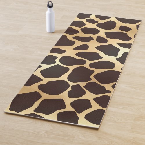 Luxury Gold Brown Giraffe Animal Print Pattern Yoga Mat