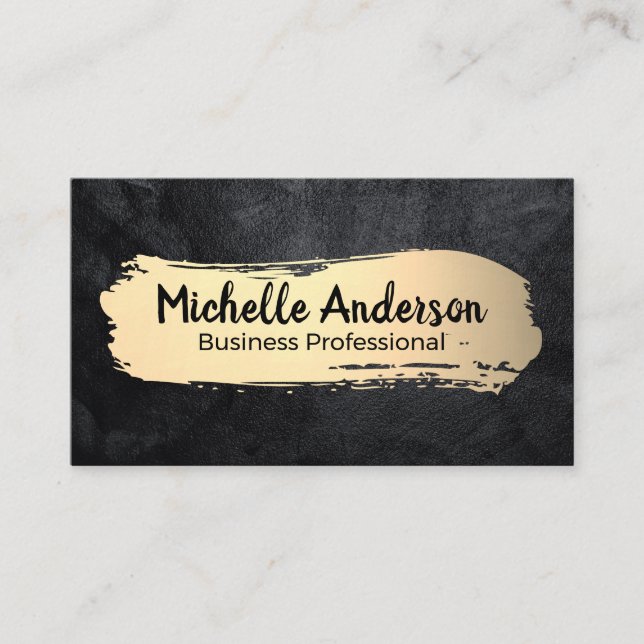 Luxury Gold Brushed | Black Texture Business Card (Front)