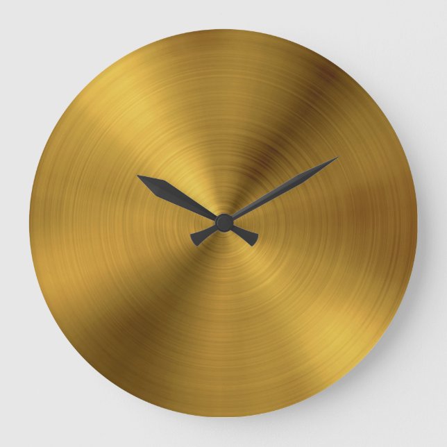 Luxury Gold Brushed Metal Texture 6 Large Clock (Front)