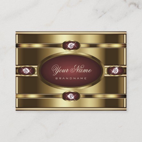 Luxury Gold Burgundy Gradient and Faux Rhinestones Business Card
