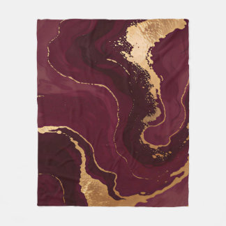 Luxury Gold Burgundy Modern Collection Fleece Blanket