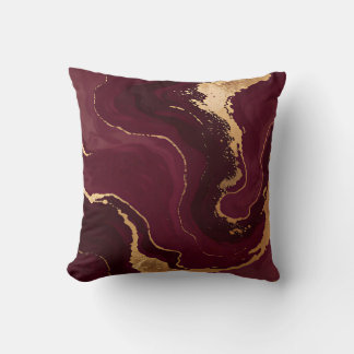 Luxury Gold Burgundy Modern Collection Throw Pillow