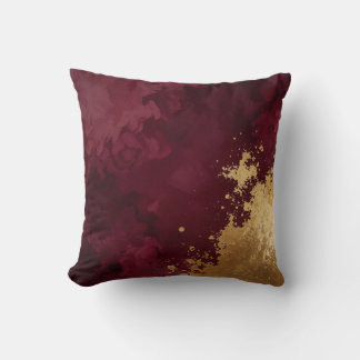 Luxury Gold Burgundy Trendy Collection Throw Pillow
