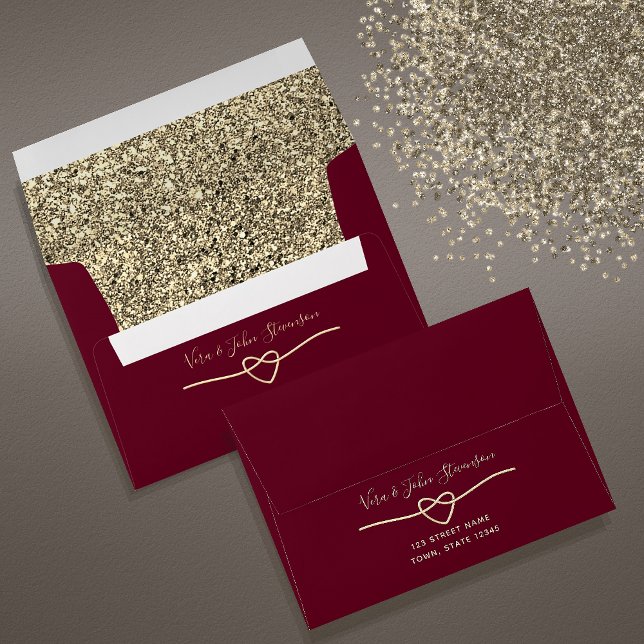 Luxury Gold Burgundy Wedding Envelope (Creator Uploaded)