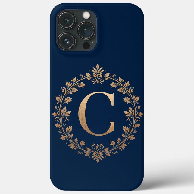 👑 Luxury Gold C Monogram Elegant Minimal Initial Case-Mate iPhone Case (Back)
