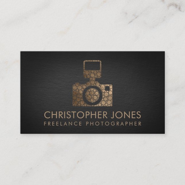 Luxury Gold Camera Shutter Photographer Business Card (Front)