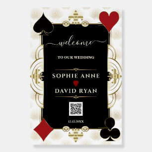 Luxury Gold Casino Vegas QR Wedding Welcome Sign