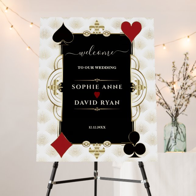 Luxury Gold Casino Vegas Wedding Welcome Sign (In Situ (Stand))