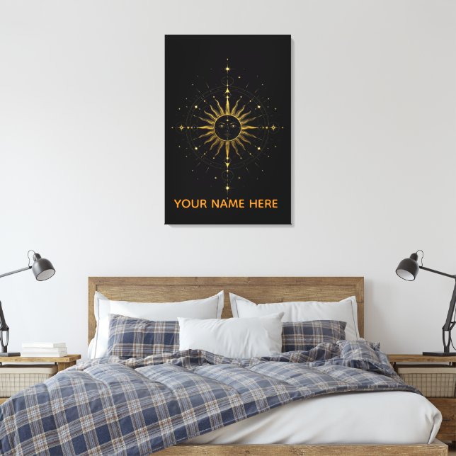 Luxury Gold Celestial Sun Geometry Wall Art (Insitu(Bedroom))