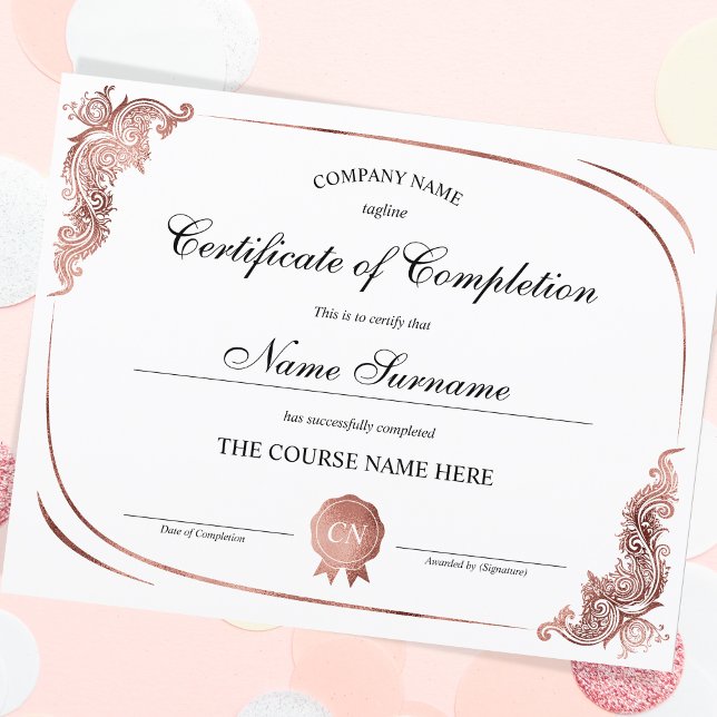 Luxury Gold Certificate of Completion Award Course (Creator Uploaded)