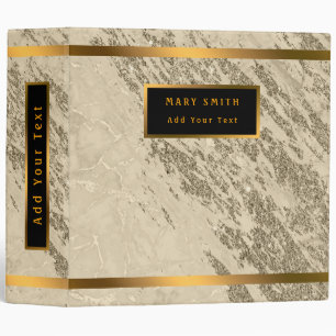 Luxury Gold Champagne Glitter Marble Customize 3 Ring Binder