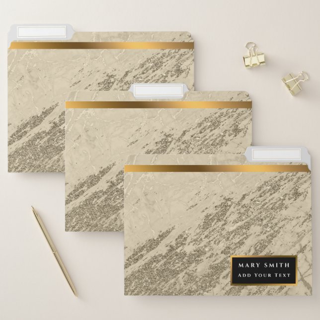 Luxury Gold Champagne Glitter Marble Customize File Folder (Set)