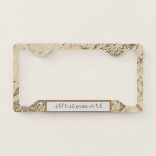 Luxury Gold Champagne Glitter Marble Customize License Plate Frame