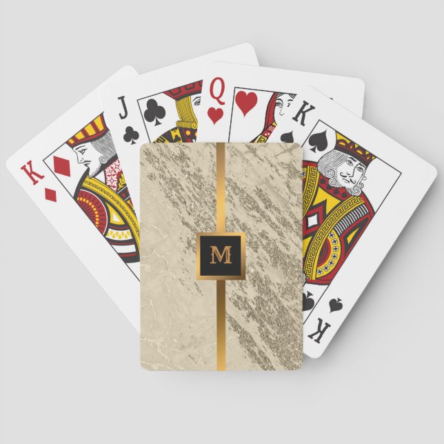 Luxury Gold Champagne Glitter Marble Customize Poker Cards (Back)