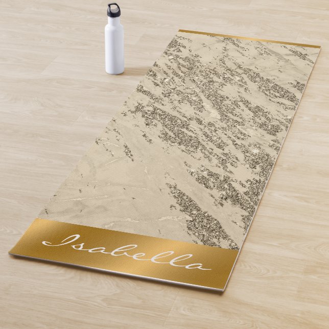 Luxury Gold Champagne Glitter Marble Customize Yoga Mat (In Situ)
