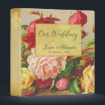 Luxury gold chic vintage roses elegant wedding 3 ring binder<br><div class="desc">Elegant, luxury and romantic wedding planning binder with roses in a classy vintage floral color palette with shades of crimson red, tan beige, yellow gold and royal green with classic style typefaces on a golden like frame. Please note that the golden shades are printed. On the back and on the...</div>