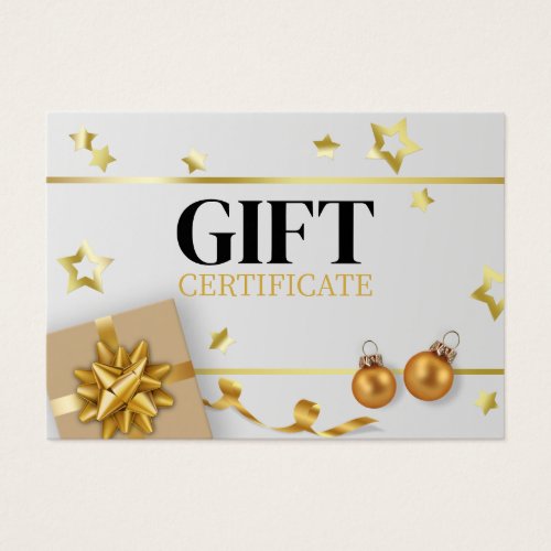 Luxury Gold Christmas Ball Stars Ribbon Gift Card