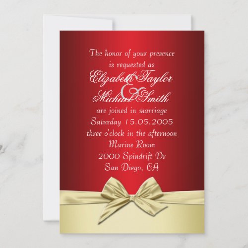 Luxury Gold Christmas Ribbon Wedding Invite